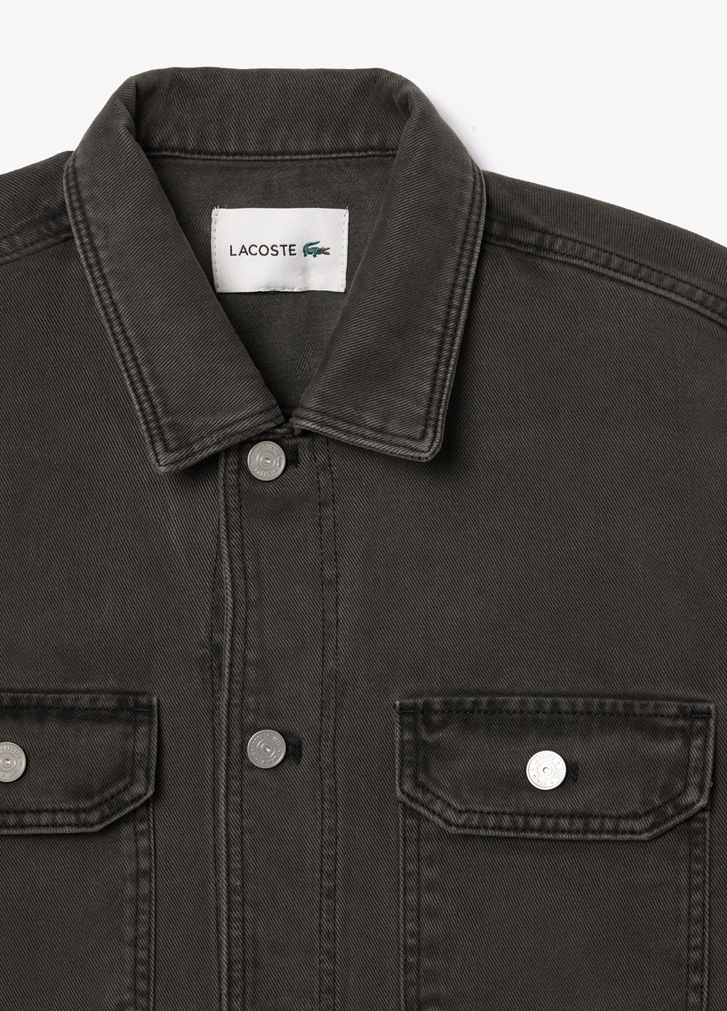 Темно-серая джинсовая, кэжуал рубашка однотонная Lacoste