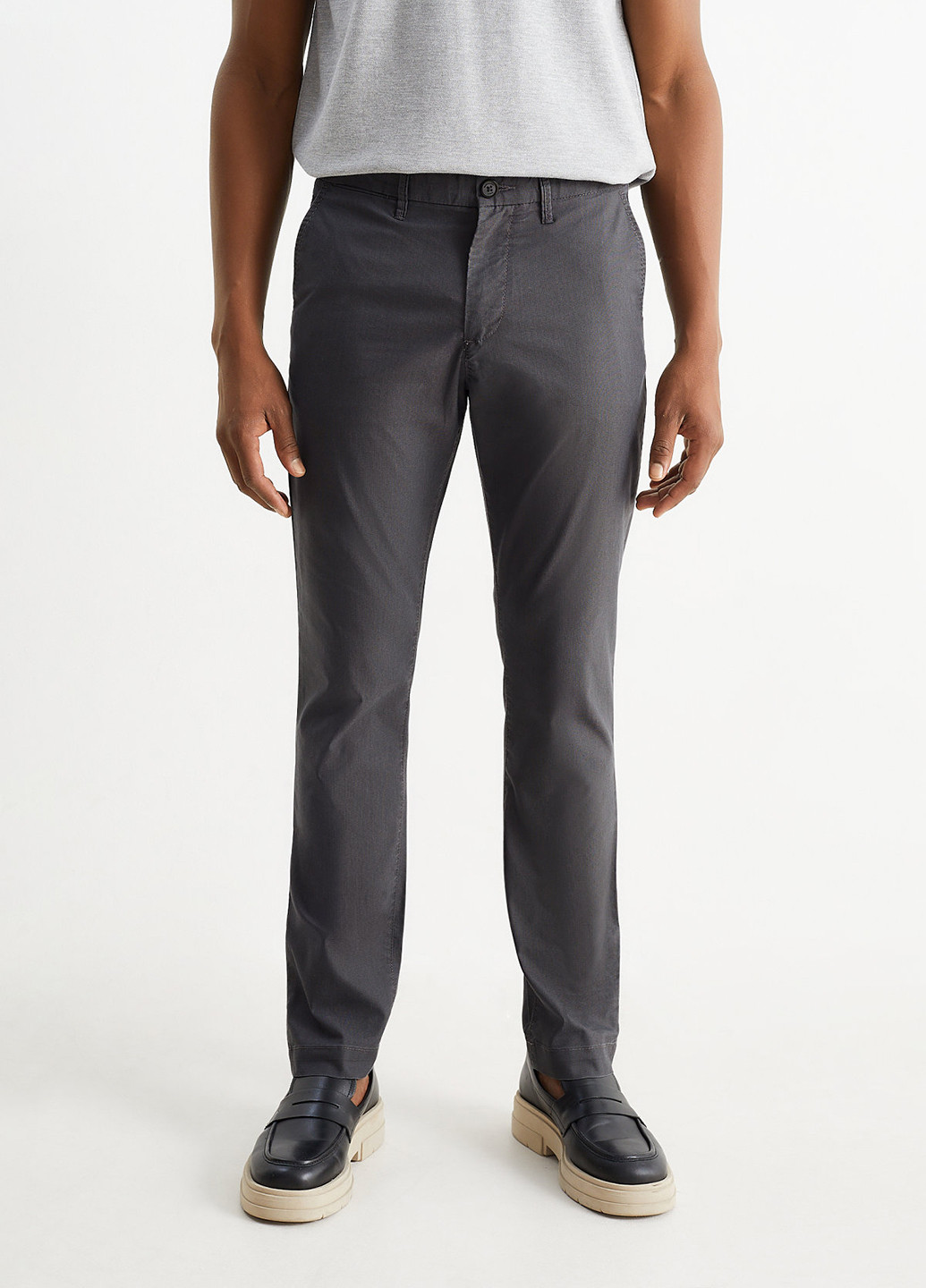 Серые кэжуал демисезонные чиносы брюки C&A