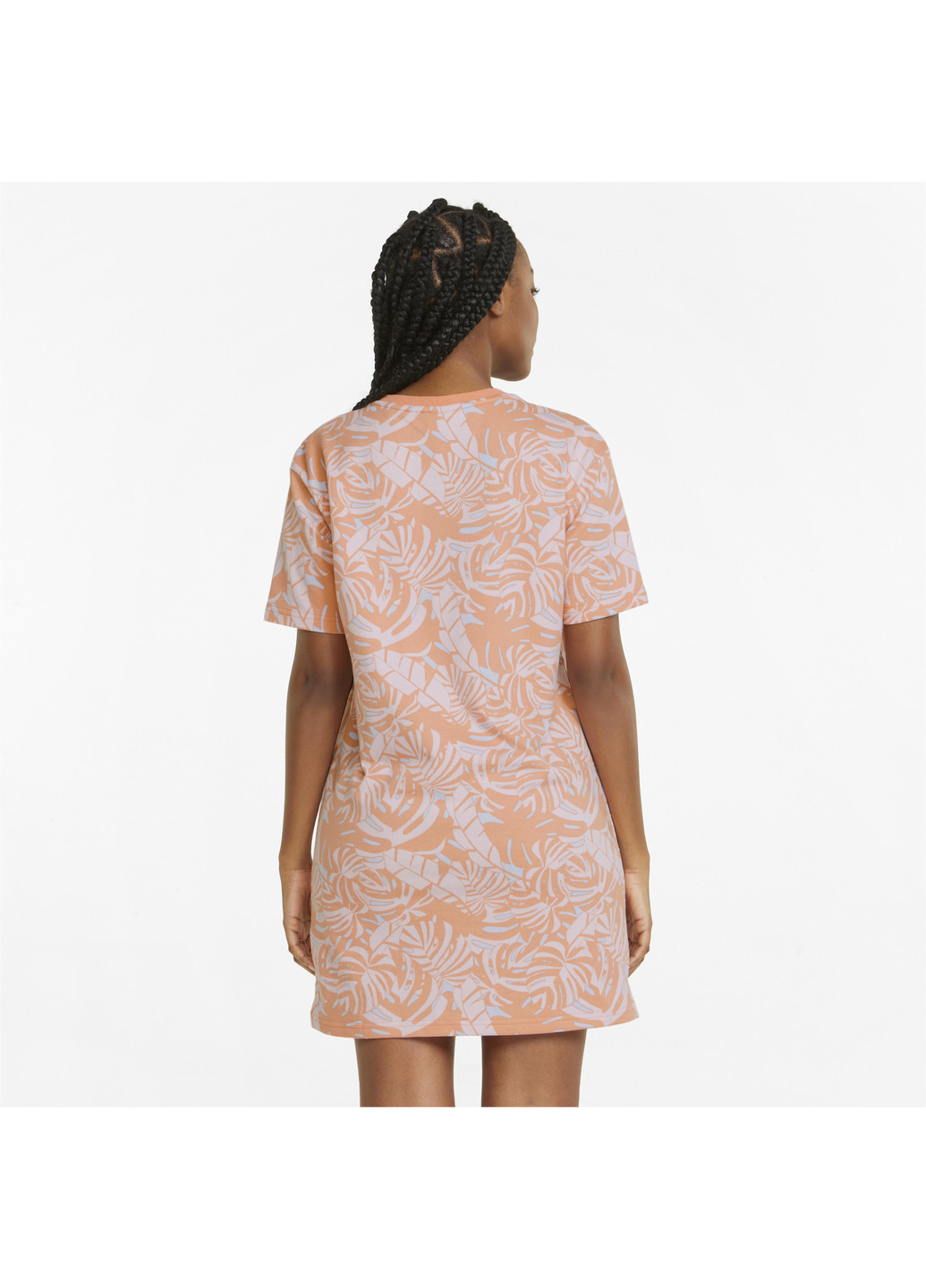 Сукня FLORAL VIBES Printed Women’s Dress Puma однотонна помаранчева спортивна бавовна, поліестер, еластан