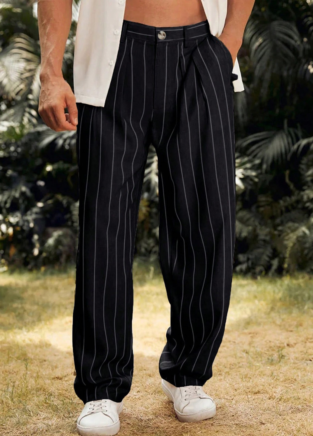 Черные кэжуал, классические демисезонные прямые брюки SHEIN