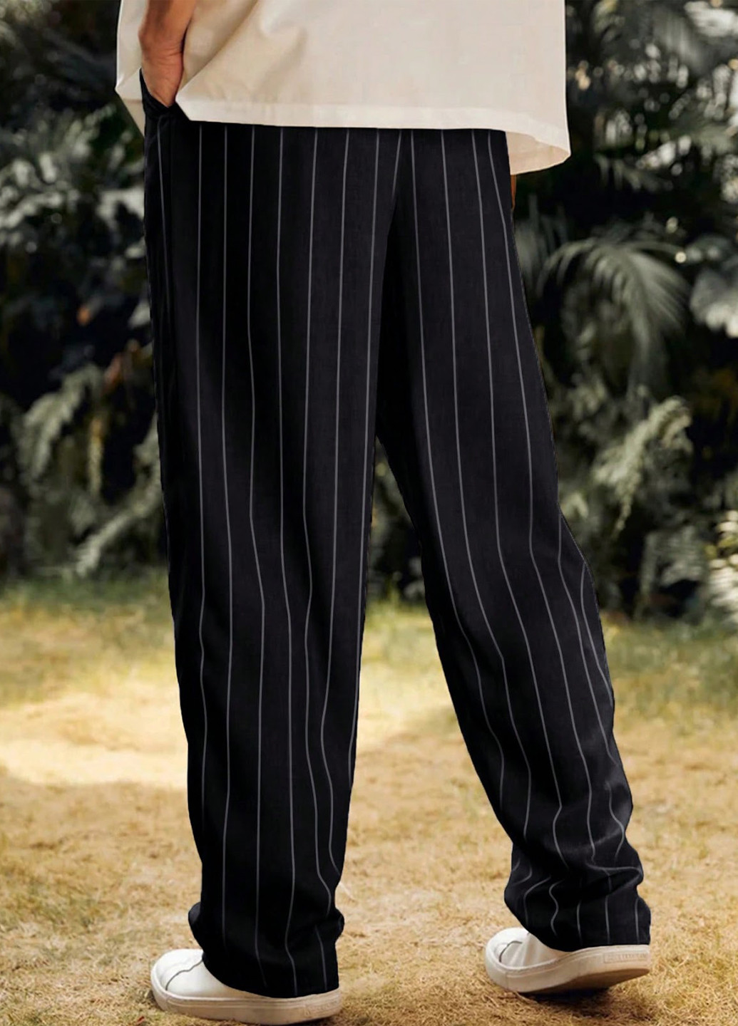 Черные кэжуал, классические демисезонные прямые брюки SHEIN