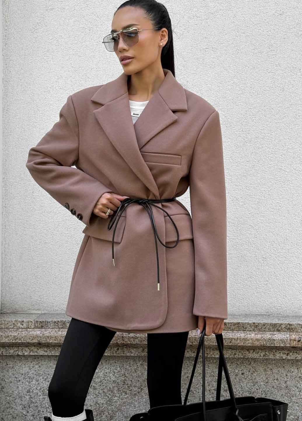 Кавове Кежуал напівпальто оверсайз Fashion однотонне