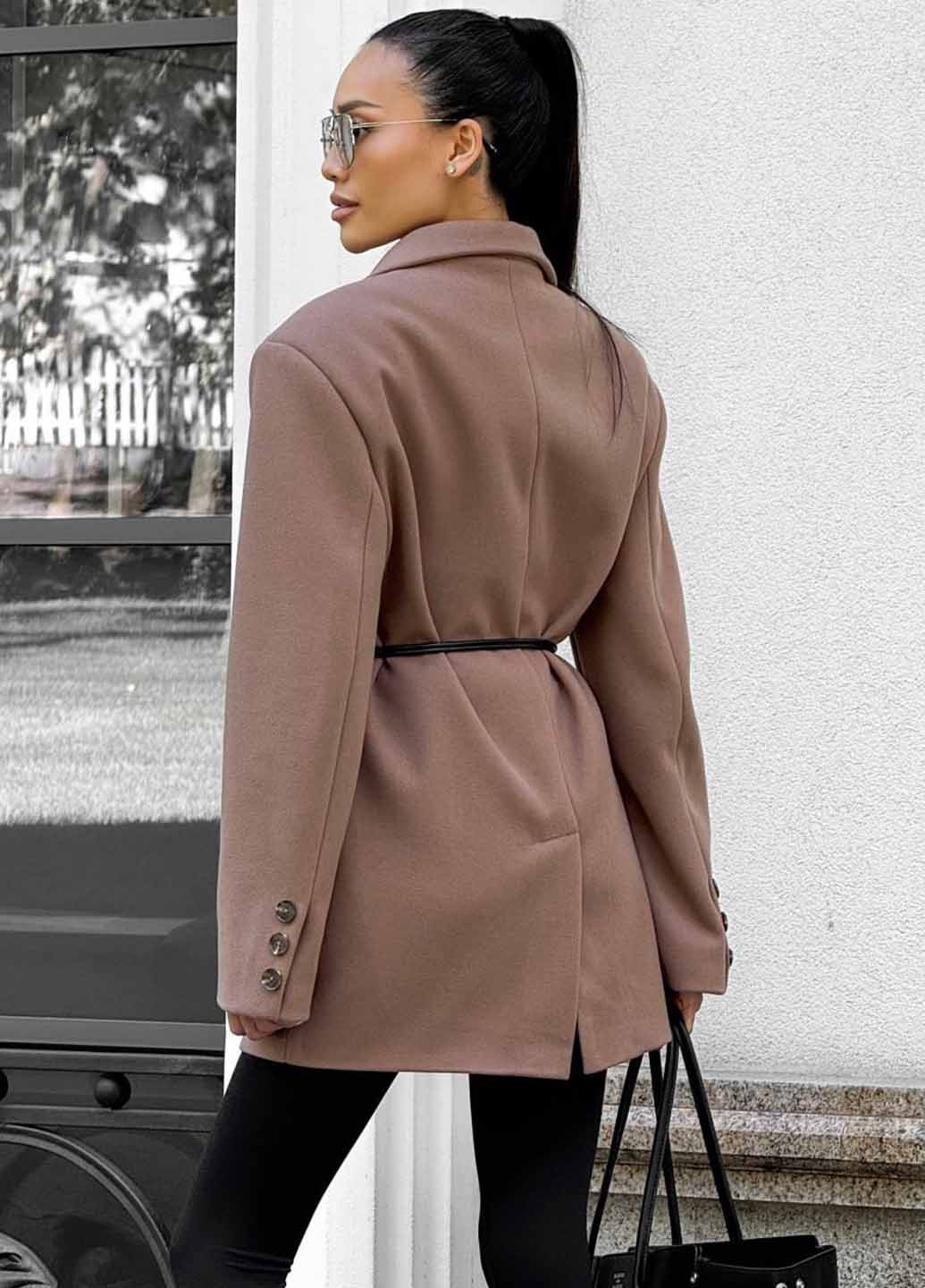 Кавове Кежуал напівпальто оверсайз Fashion однотонне