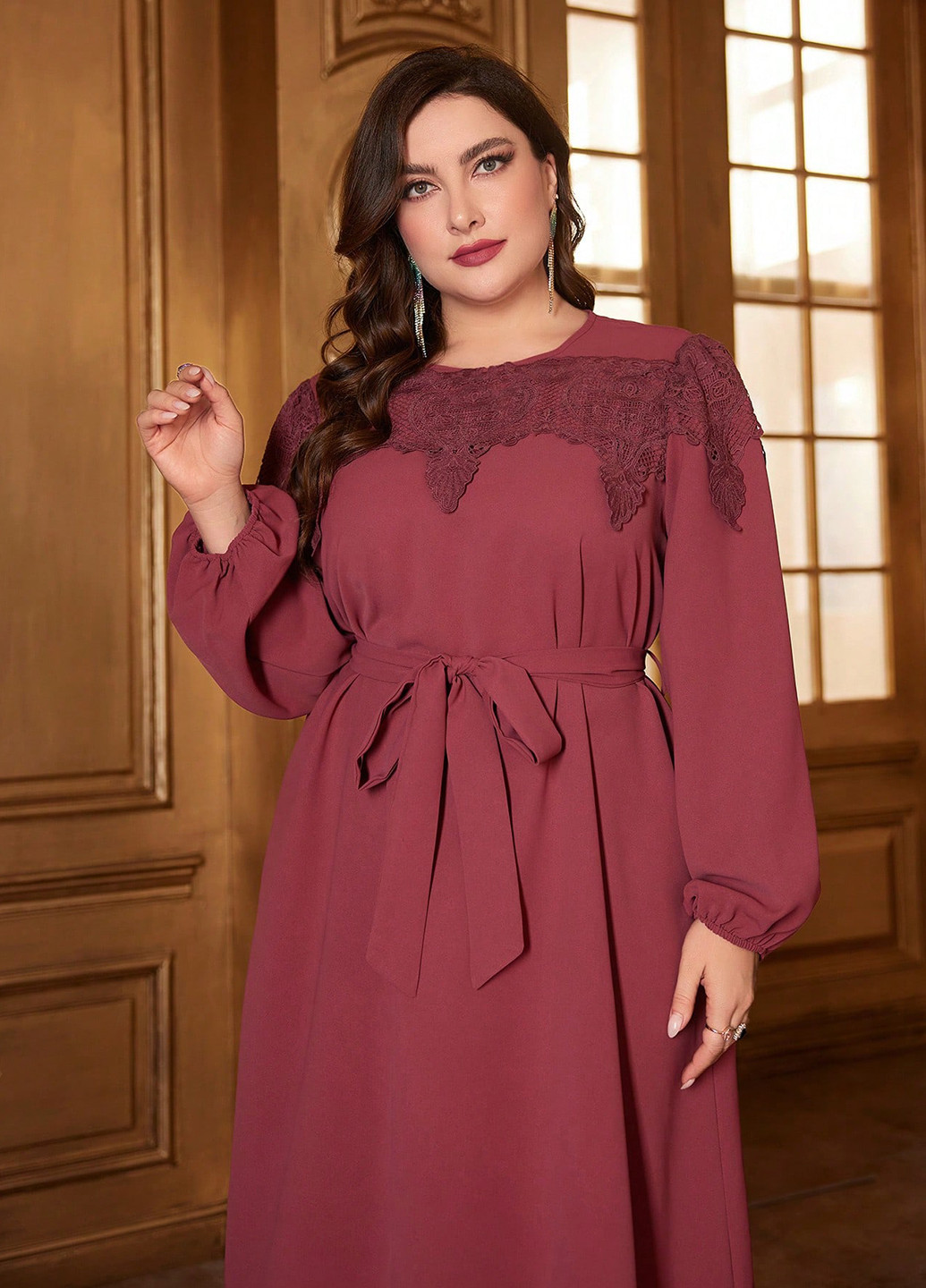 Бордовое вечернее, праздничный платье клеш SHEIN однотонное