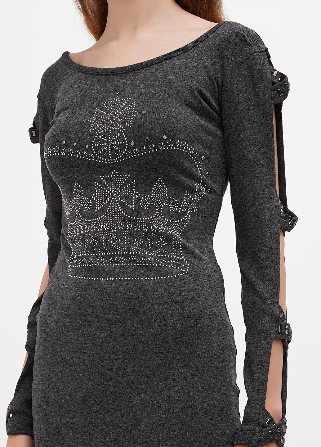 Сіра кежуал сукня силуетна Sassofono Club меланжева