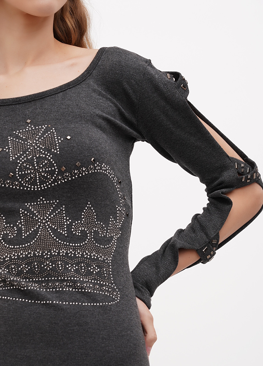 Сіра кежуал сукня силуетна Sassofono Club меланжева