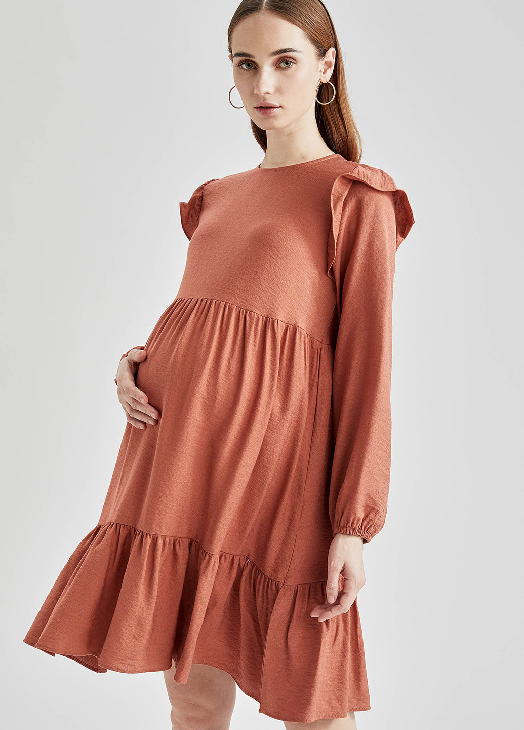 Темно-розовое кэжуал платье для беременных клеш DeFacto