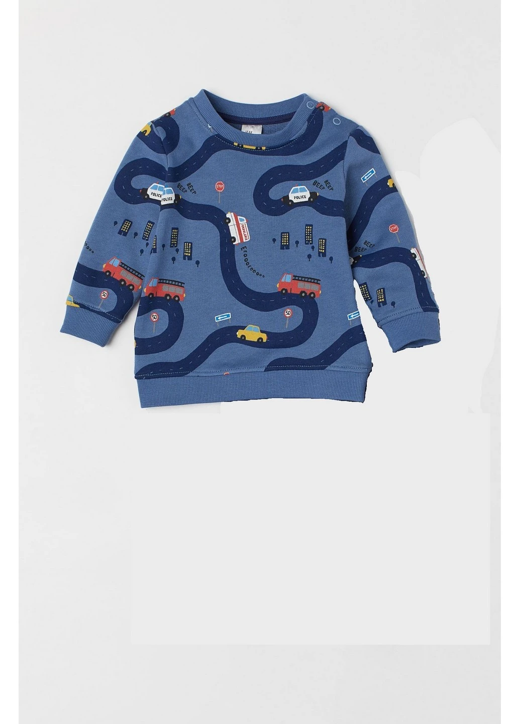 H&M свитшот рисунок синий кэжуал хлопок