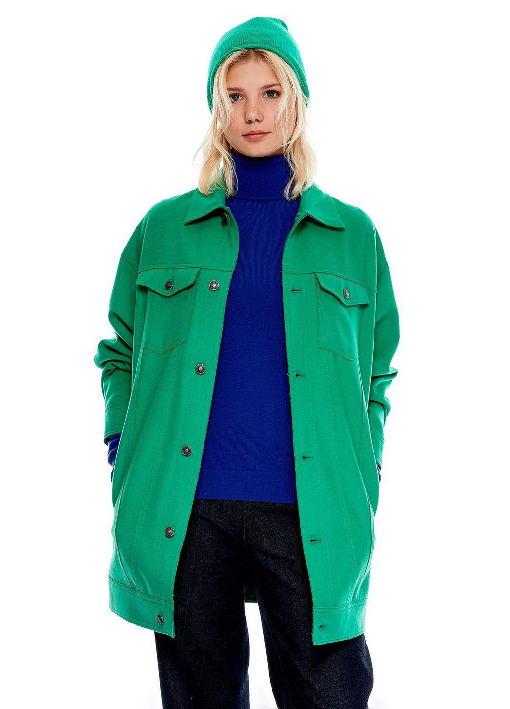 Зелене Кежуал напівпальто без капюшона United Colors of Benetton однотонне
