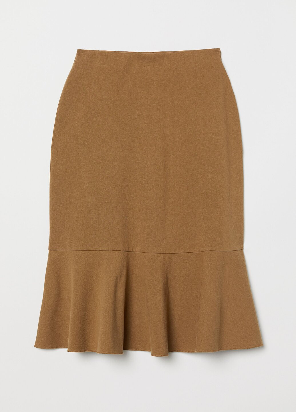 Темно-бежевая кэжуал однотонная юбка H&M клешированная
