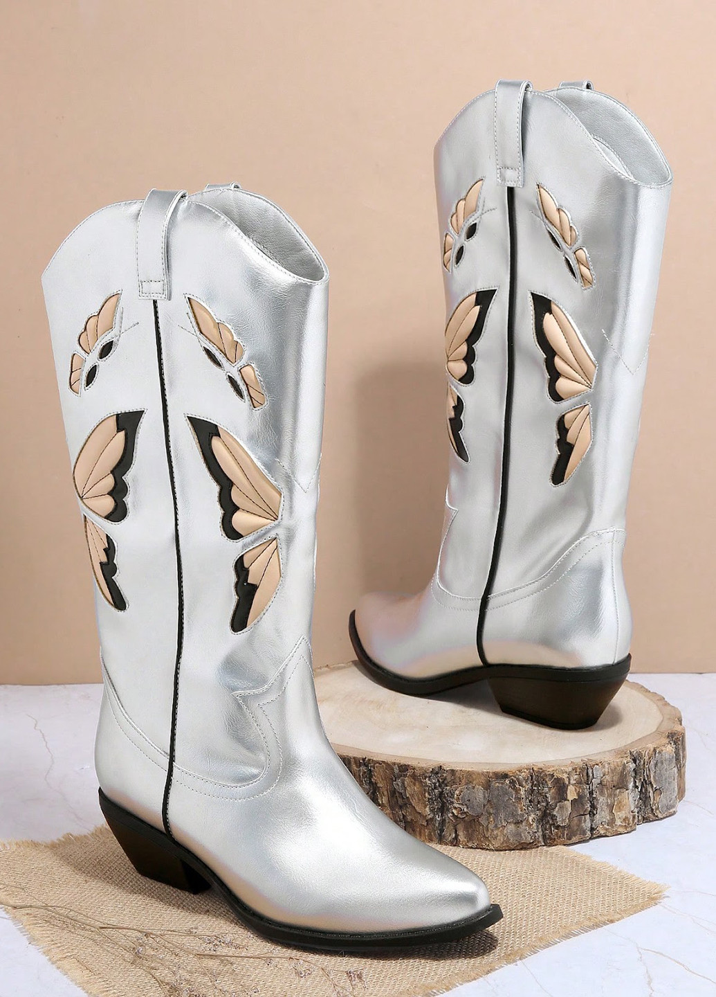 Серебряные осенние ботинки SHEIN