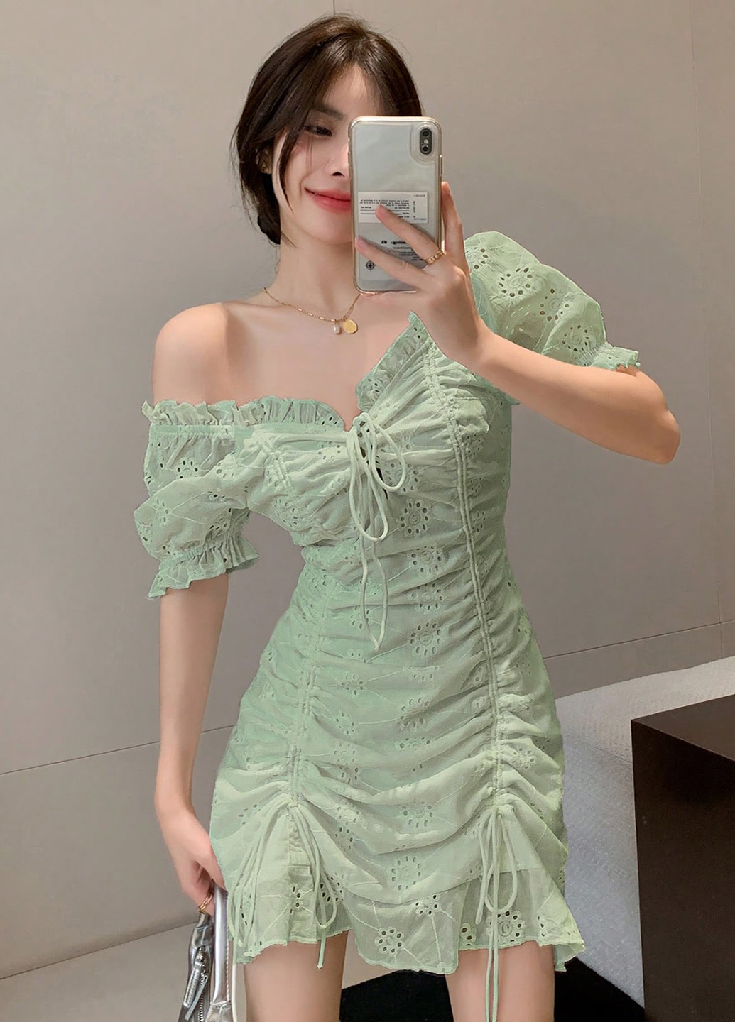 Светло-зеленое кэжуал, вечернее платье SHEIN однотонное