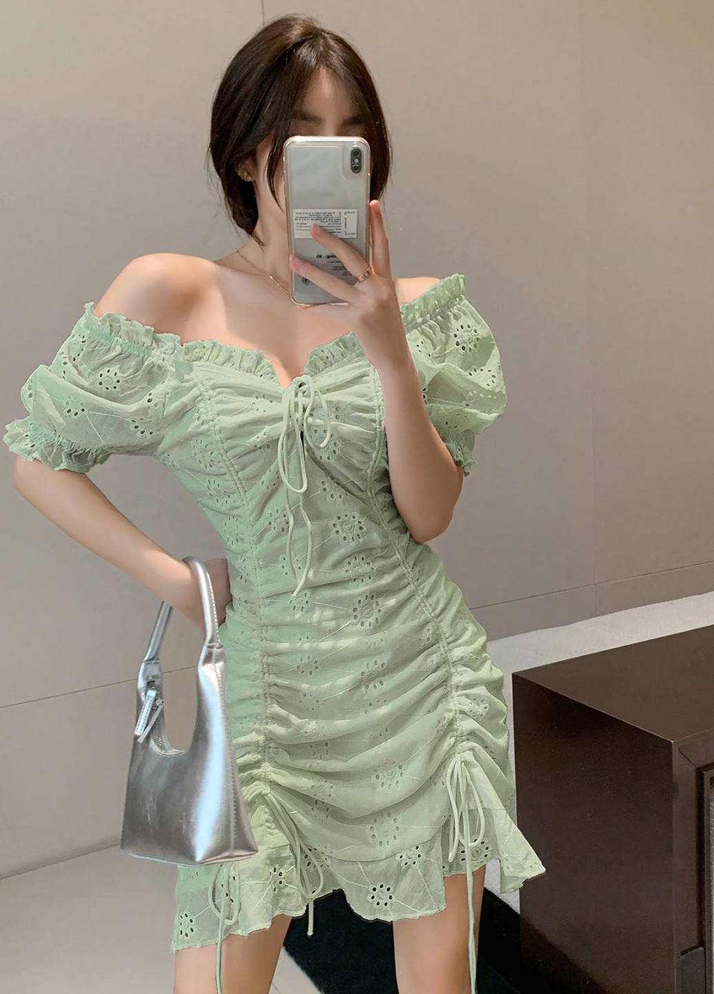 Светло-зеленое кэжуал, вечернее платье SHEIN однотонное