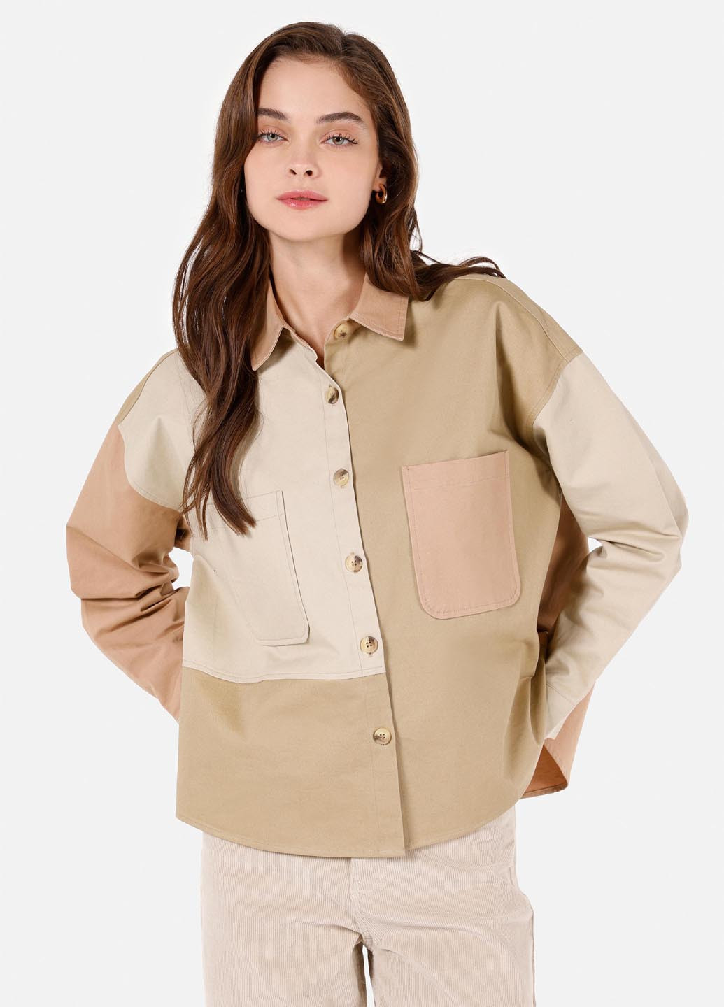 Бежевая кэжуал рубашка колор блок Colin's