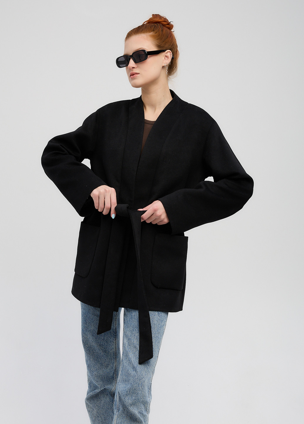 Чорне Кежуал напівпальто CHIUAS однотонне