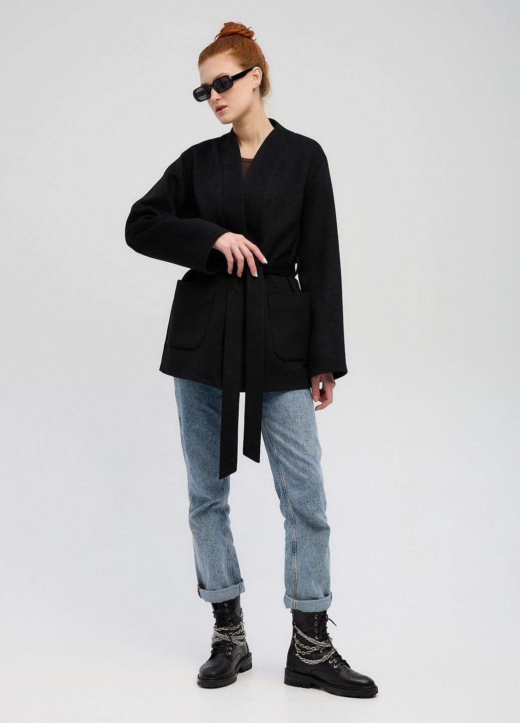 Чорне Кежуал напівпальто CHIUAS однотонне