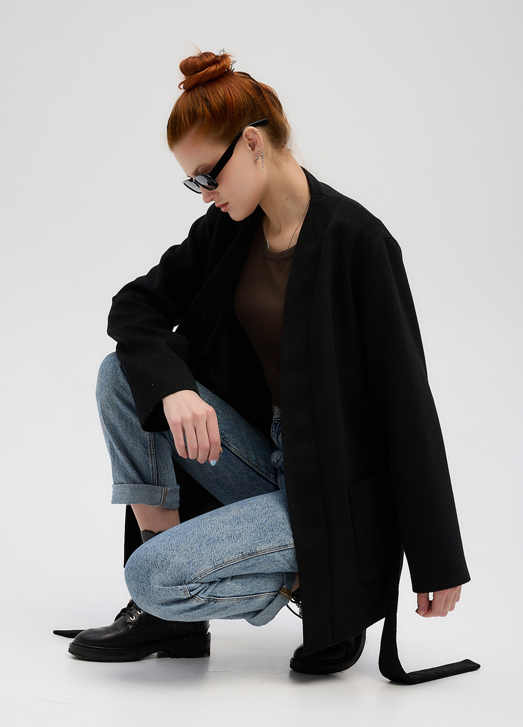 Чорне Кежуал напівпальто CHIUAS однотонне