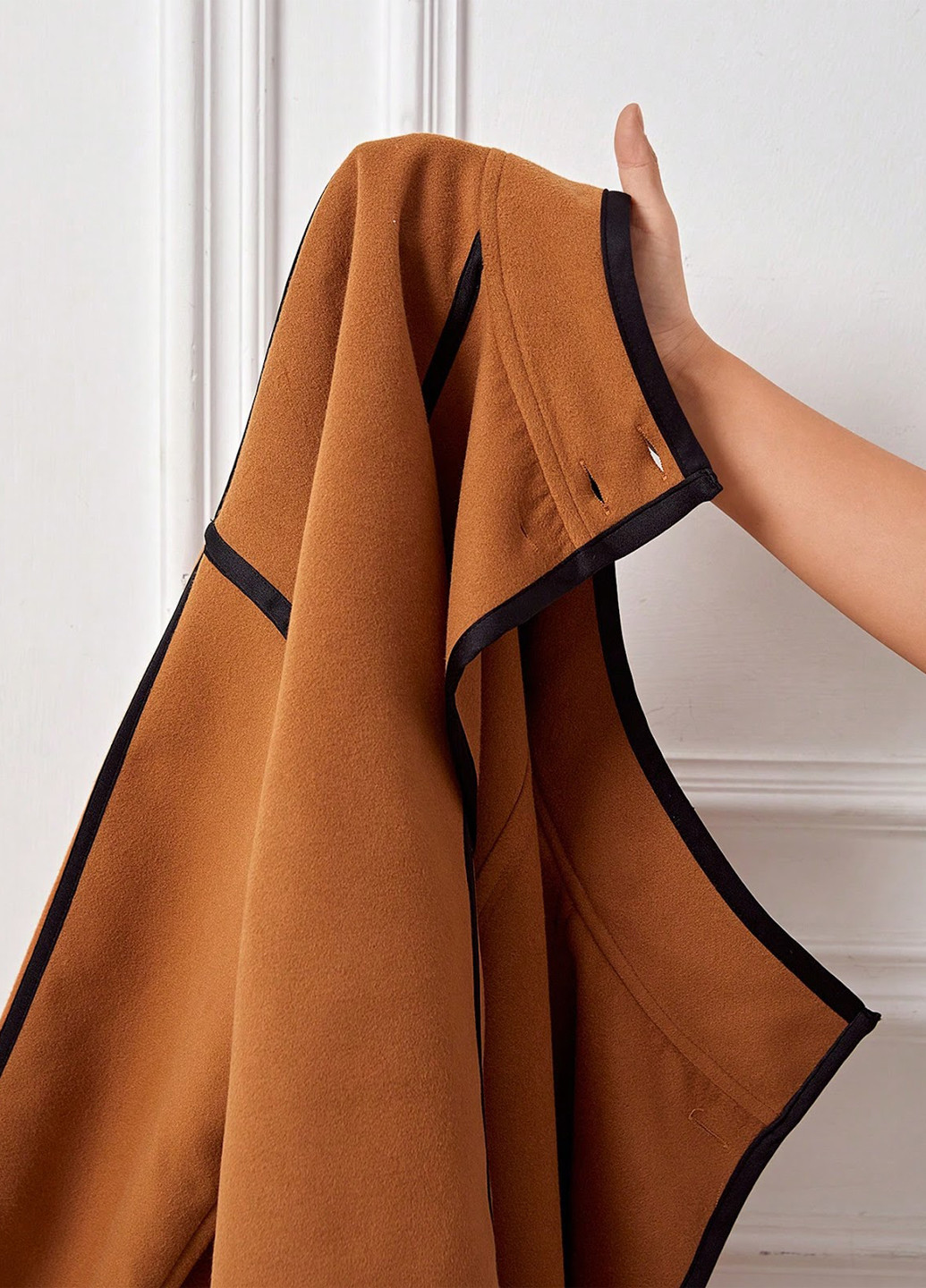 Світло-коричневе Кежуал напівпальто однобортне SHEIN однотонне