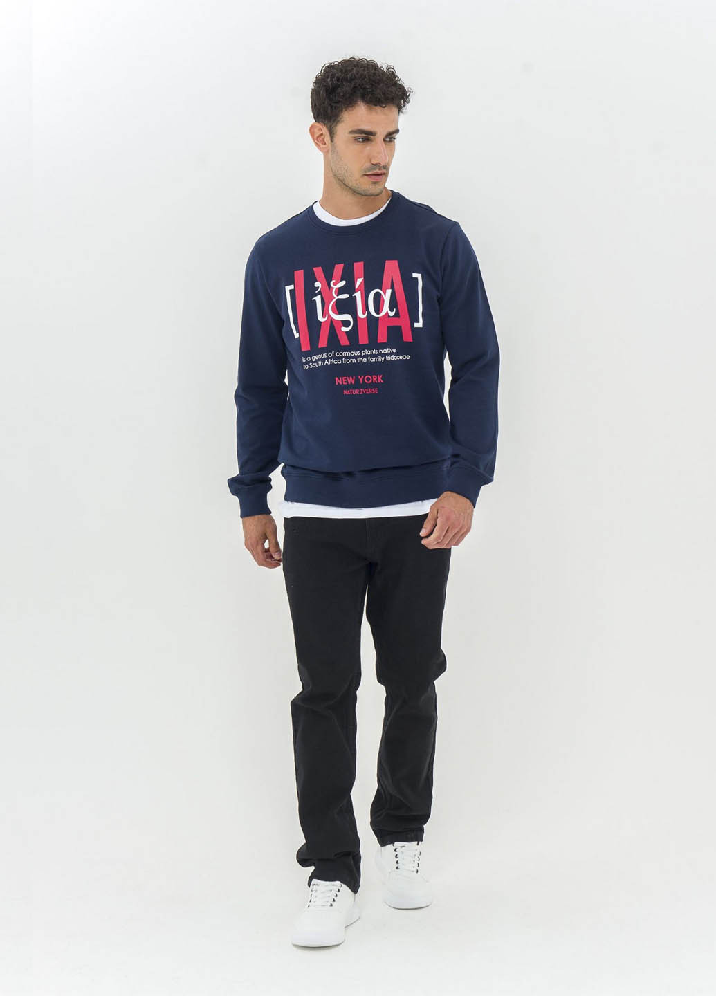 Темно-синий свитшот Piazza Italia надпись без декора (329038489)