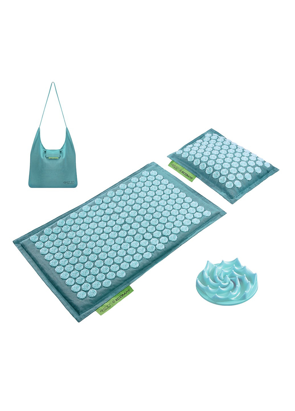 Комплект килимок акупунктурний з подушкою 4FIZJO бірюзовий