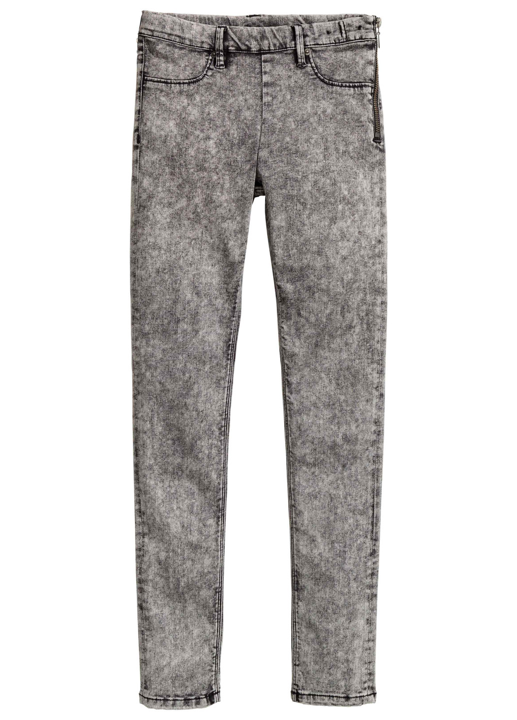 Серые кэжуал демисезонные со средней талией брюки H&M