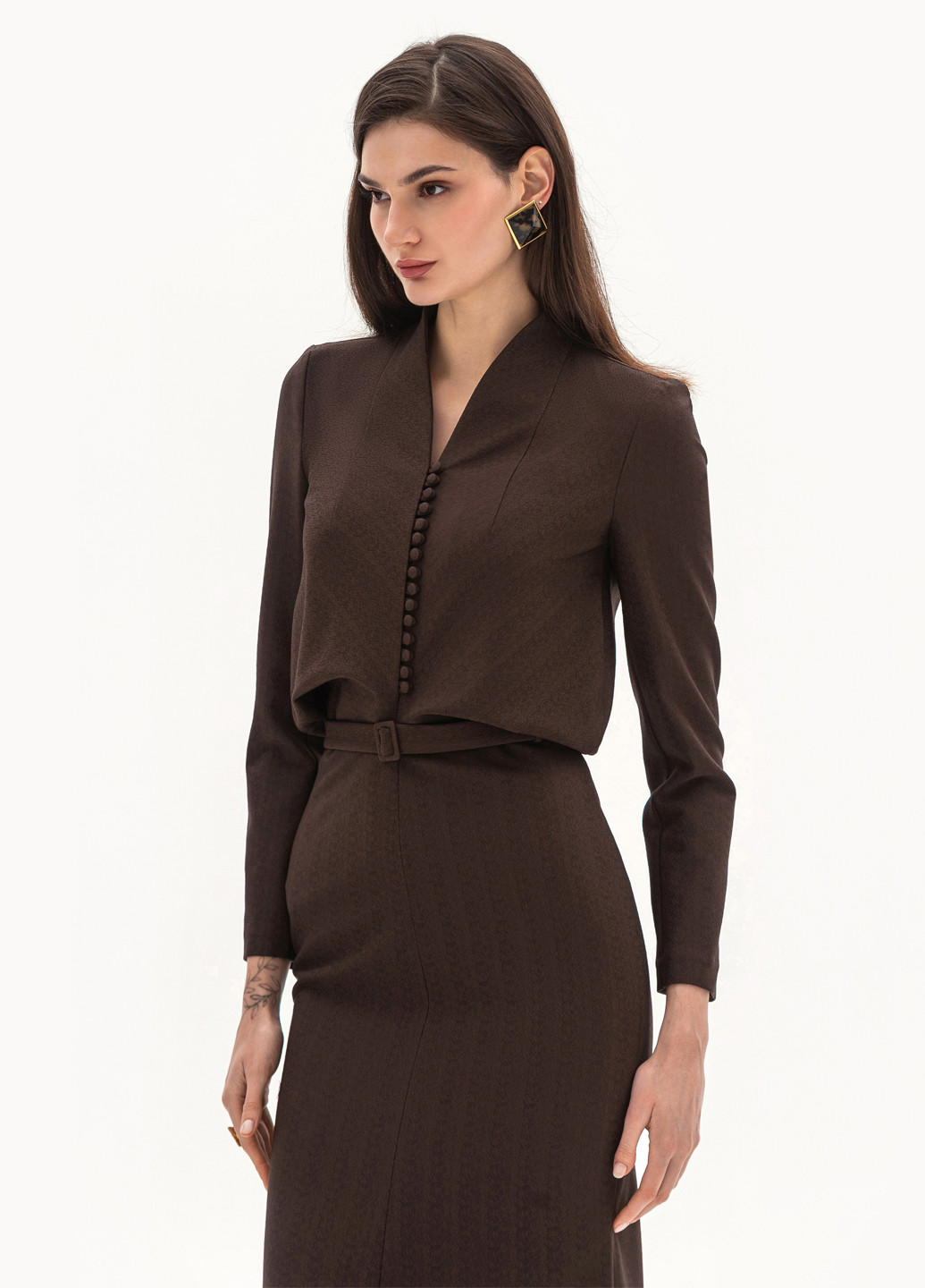 Кофейное деловое, кэжуал платье BGL однотонное