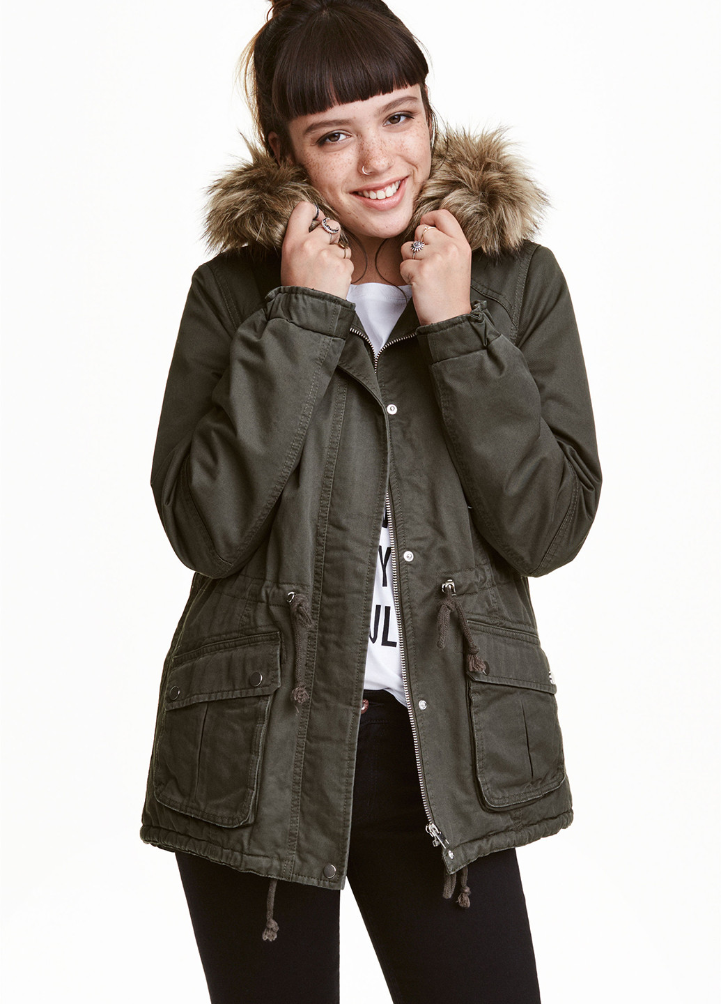 Оливкова (хакі) зимня куртка H&M