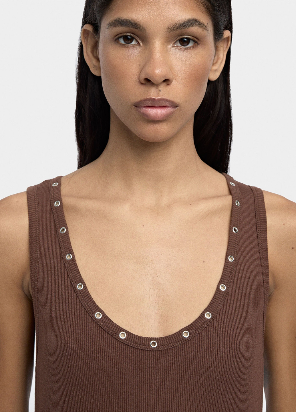 Коричневое кэжуал платье платье-майка Parfois однотонное