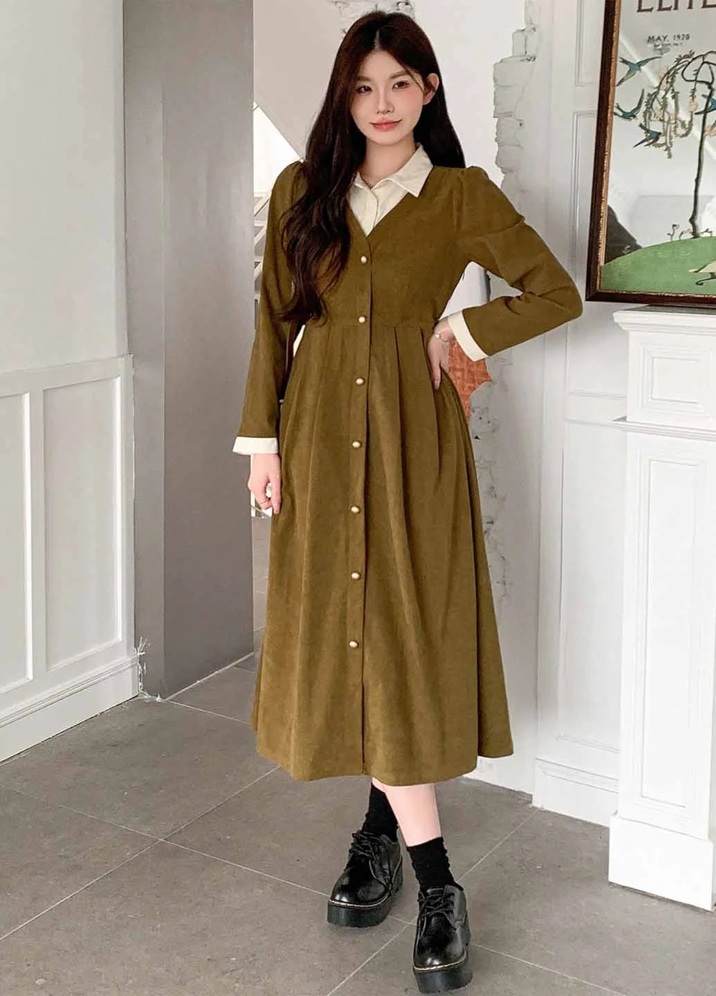Зеленое кэжуал платье SHEIN однотонное