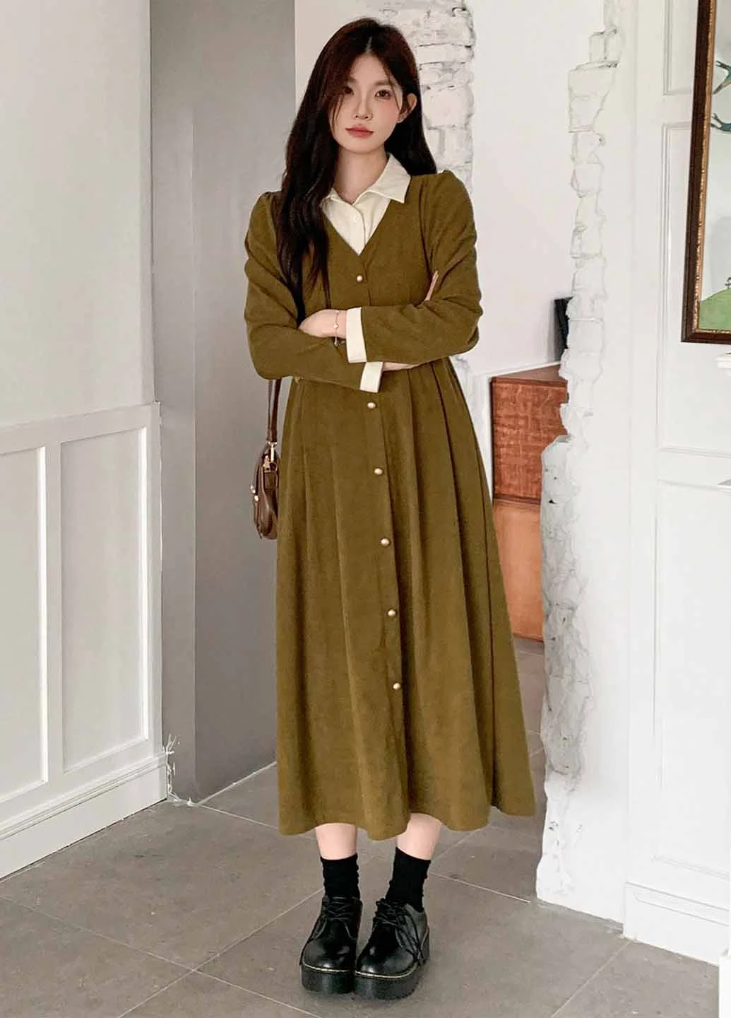 Зеленое кэжуал платье SHEIN однотонное