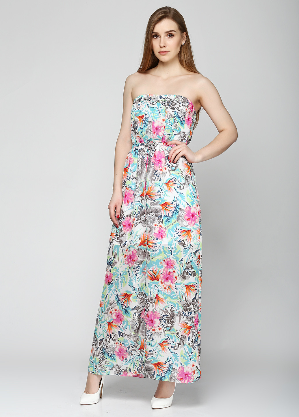Молочное кэжуал платье Guess с цветочным принтом