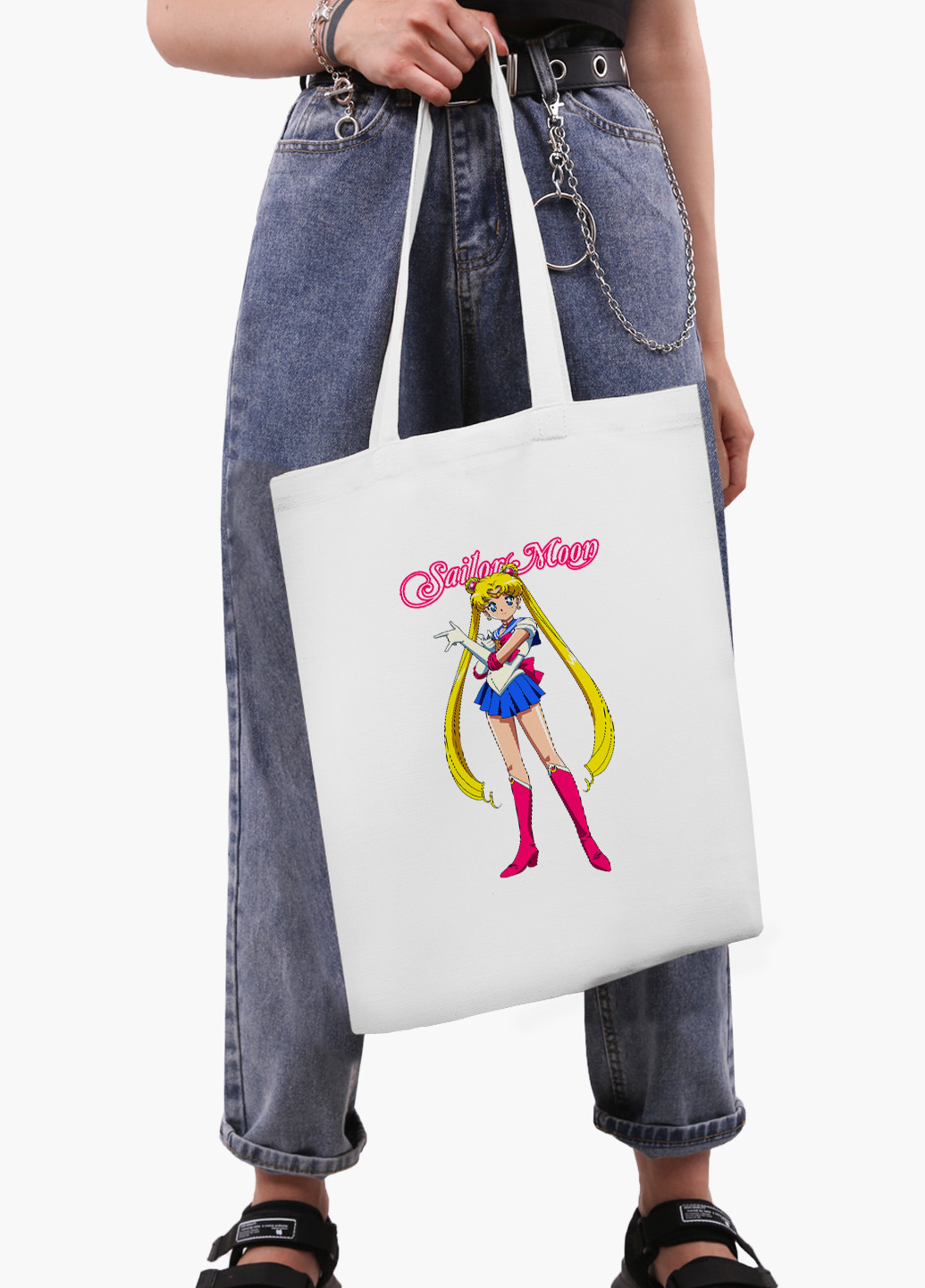 Эко сумка шоппер белая Сейлор Мун (Sailor Moon) (9227-2916-WT-2) экосумка шопер 41*35 см MobiPrint (224806138)