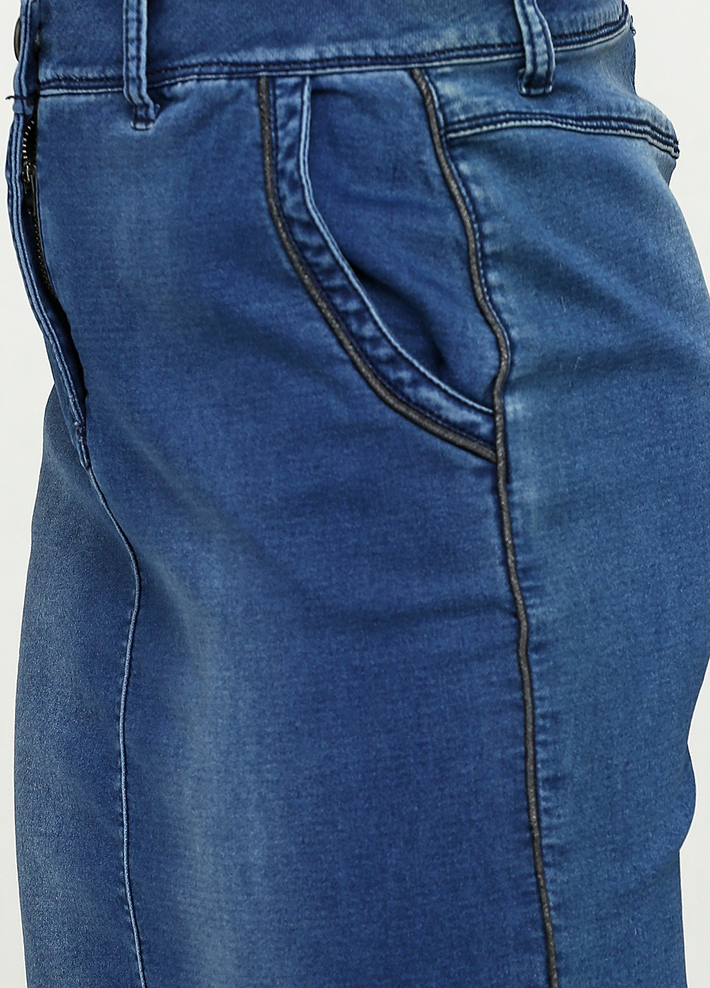Темно-голубая джинсовая однотонная юбка BRANDTEX COPENHAGEN