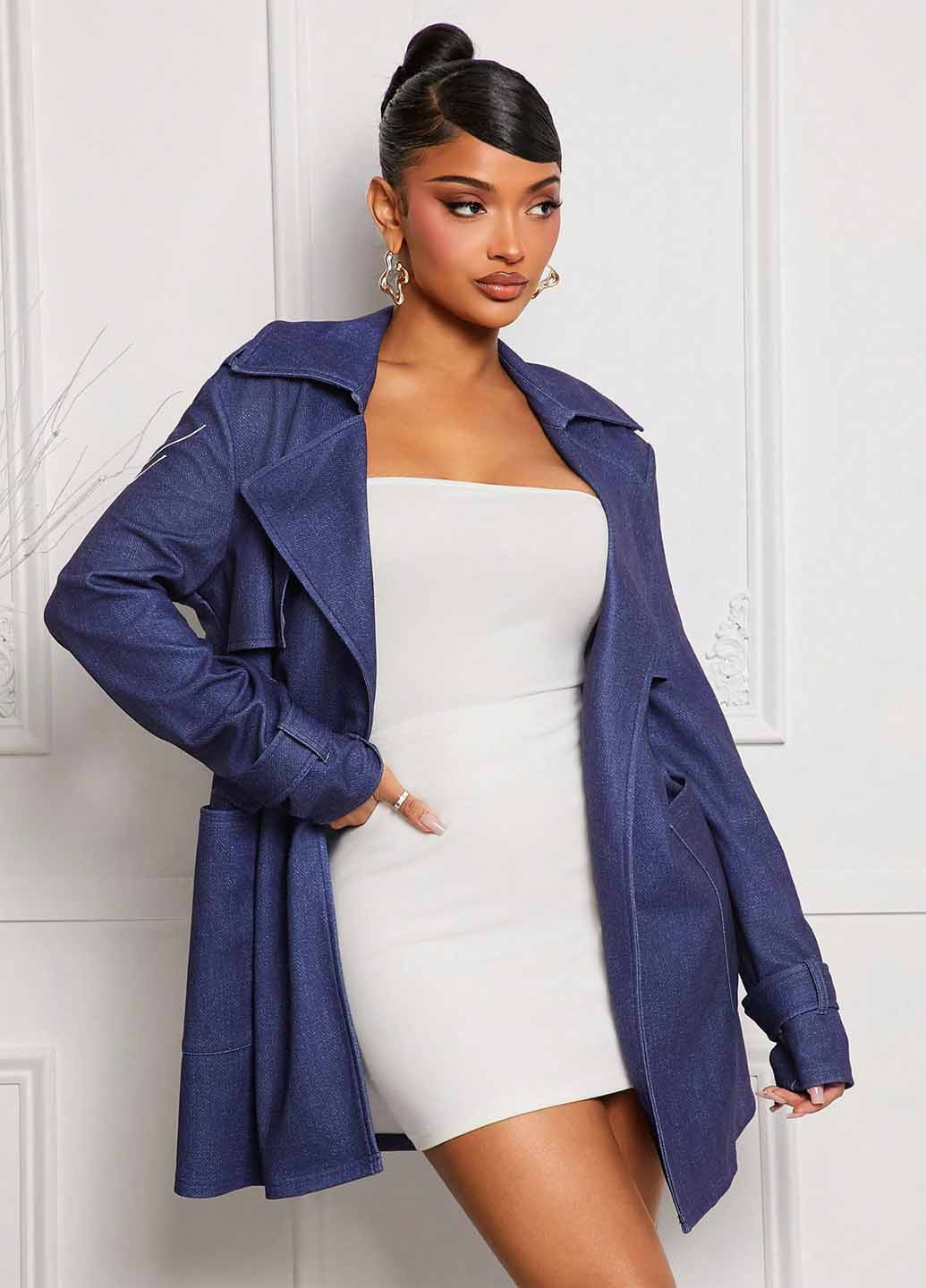 Плащ SHEIN тренчкот на завязках демисезон (367006234)