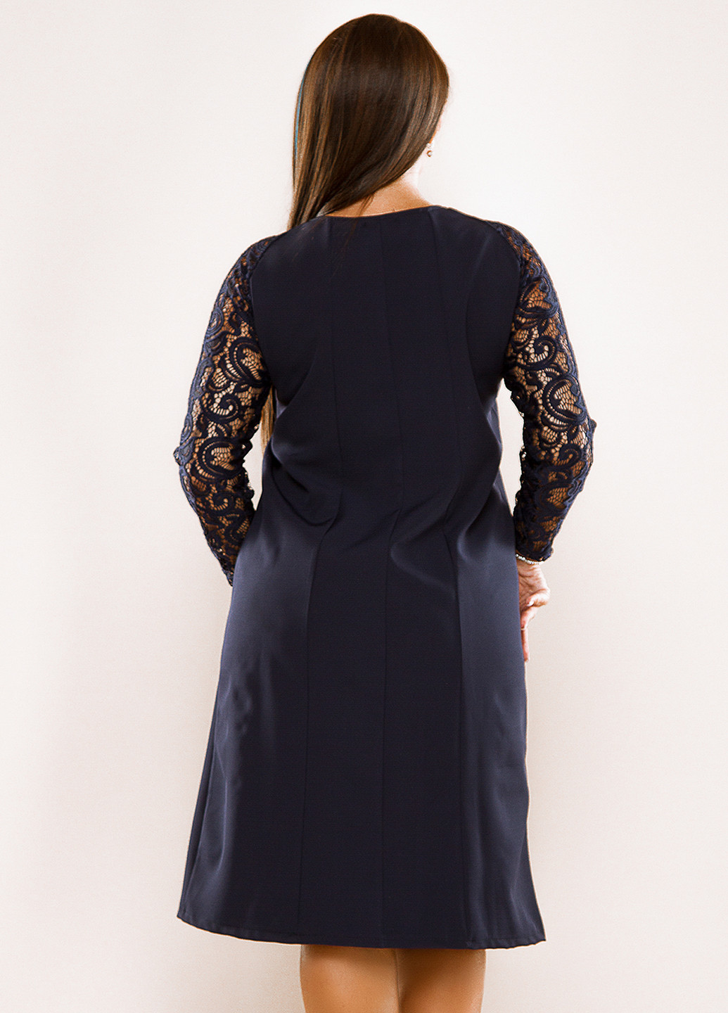 Темно-синее кэжуал платье короткое Lady Style с абстрактным узором