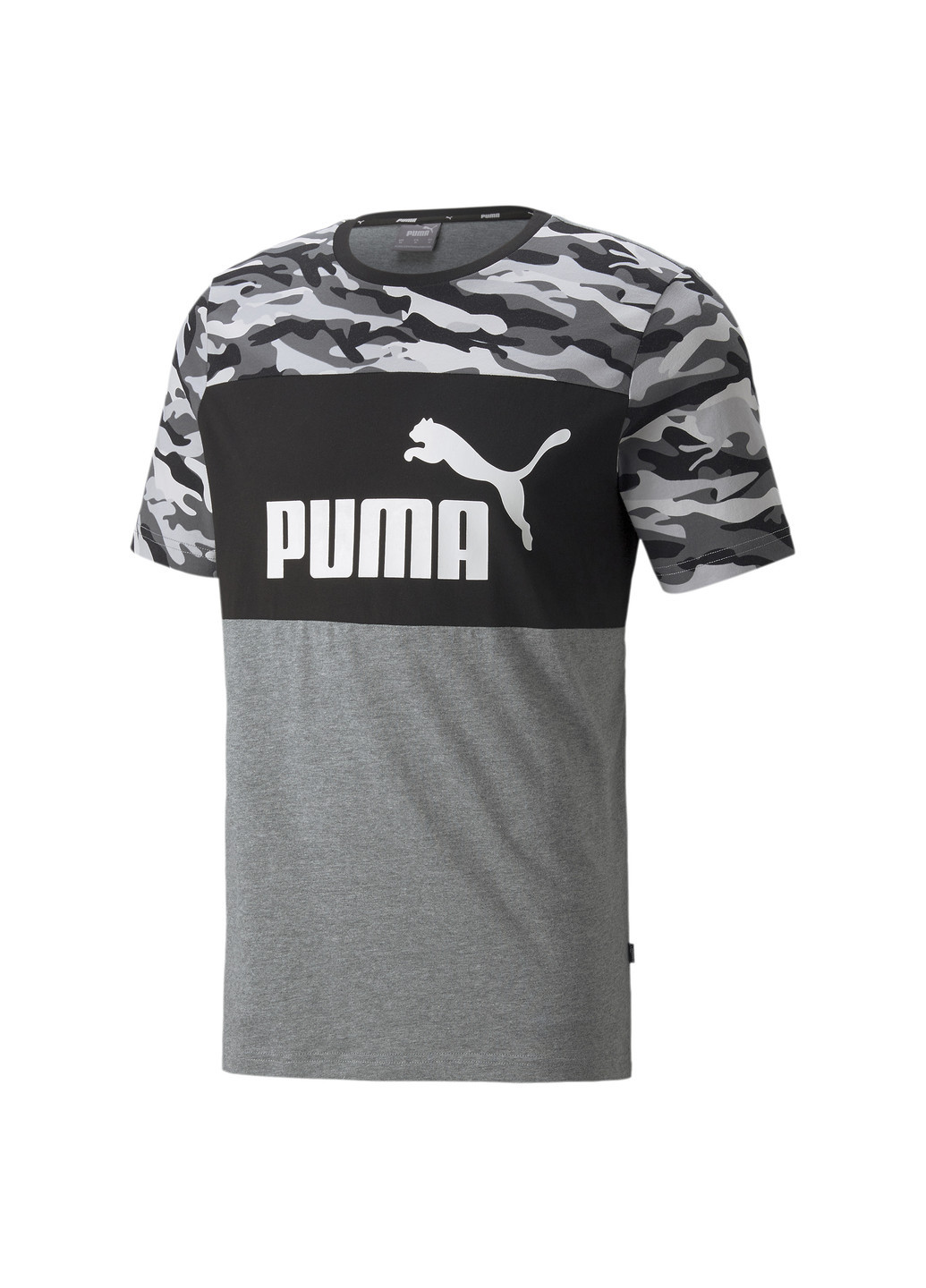 Чорна футболка ess+ camo men’s tee Puma