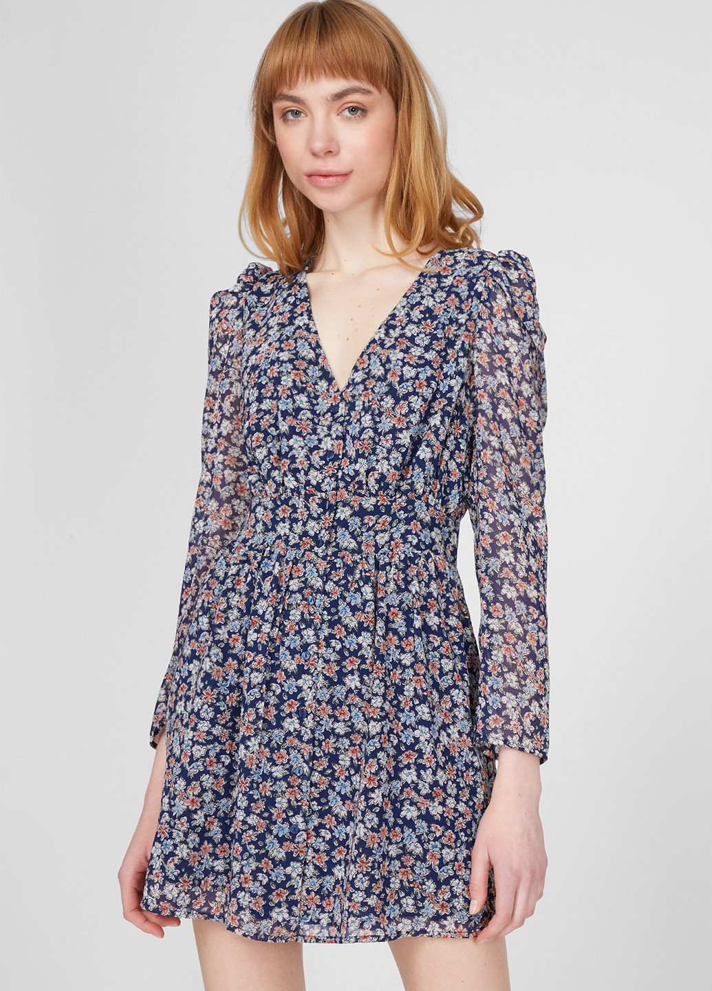 Синя кежуал сукня кльош Pepe Jeans з квітковим принтом