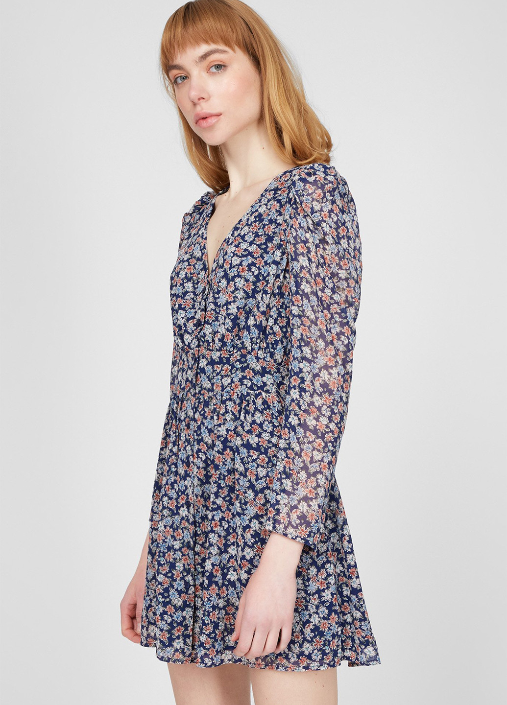 Синя кежуал сукня кльош Pepe Jeans з квітковим принтом