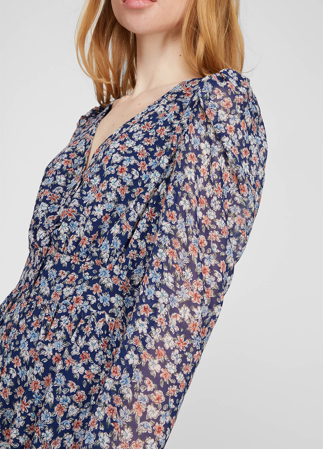 Синя кежуал сукня кльош Pepe Jeans з квітковим принтом