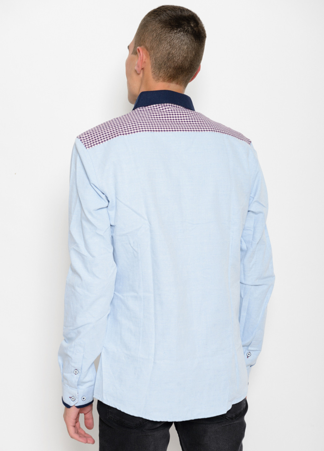 Голубой кэжуал рубашка однотонная Issa с длинным рукавом