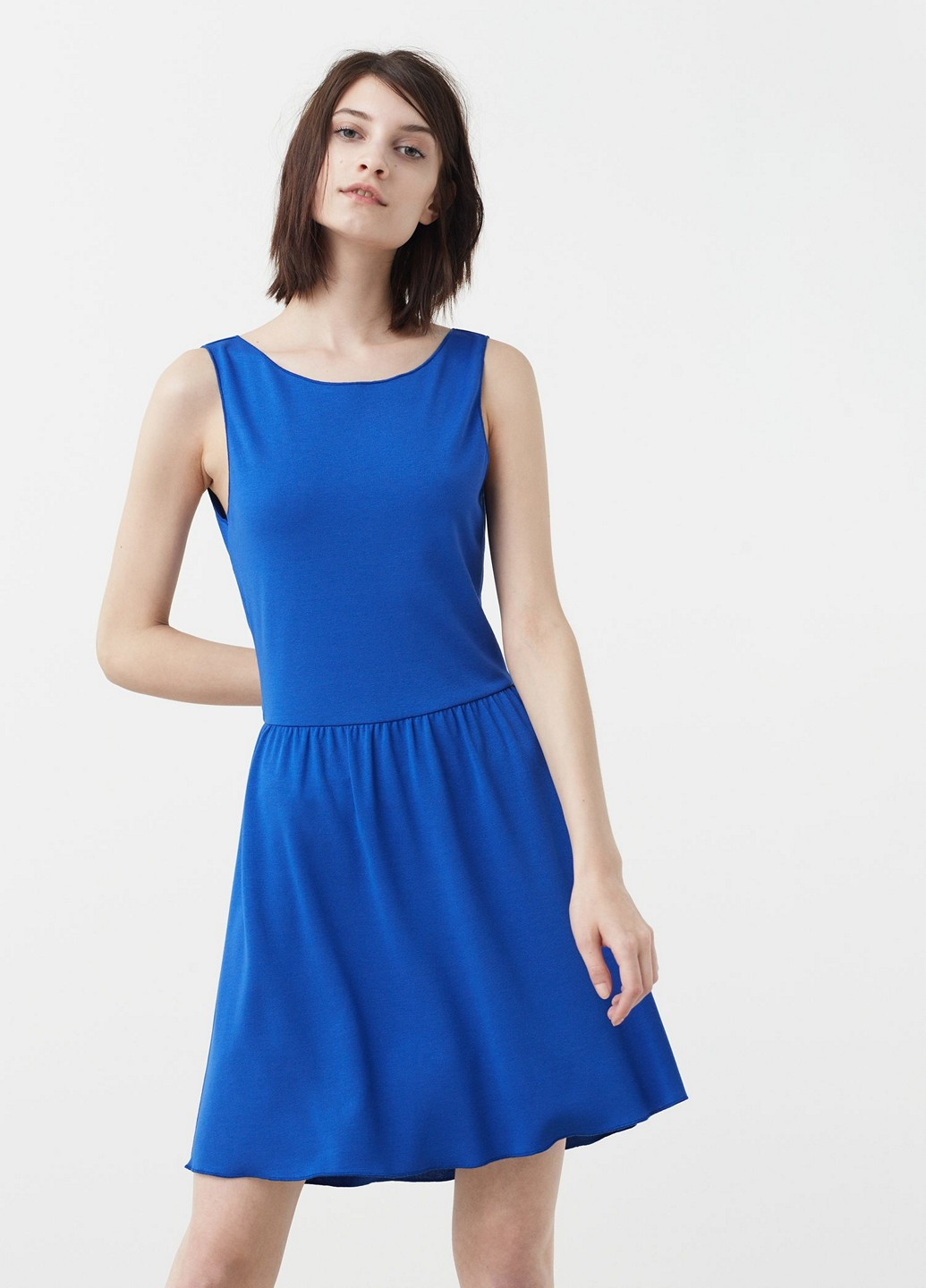 Синя кежуал сукня кльош Mango однотонна