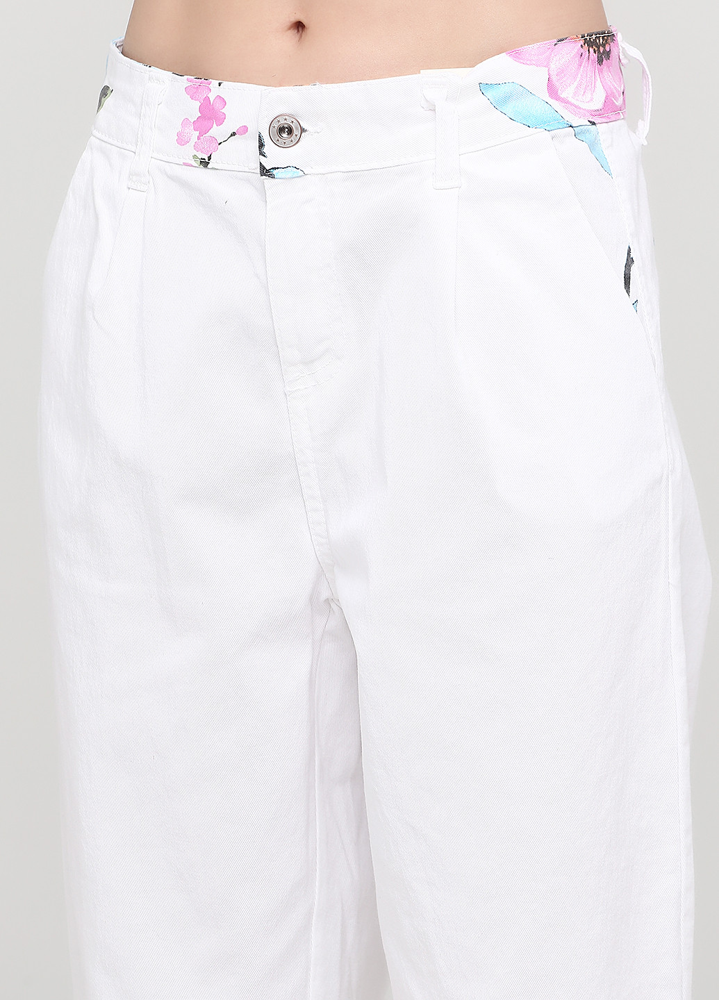 Костюм (куртка, брюки) New Collection брючный цветочный белый джинсовый хлопок