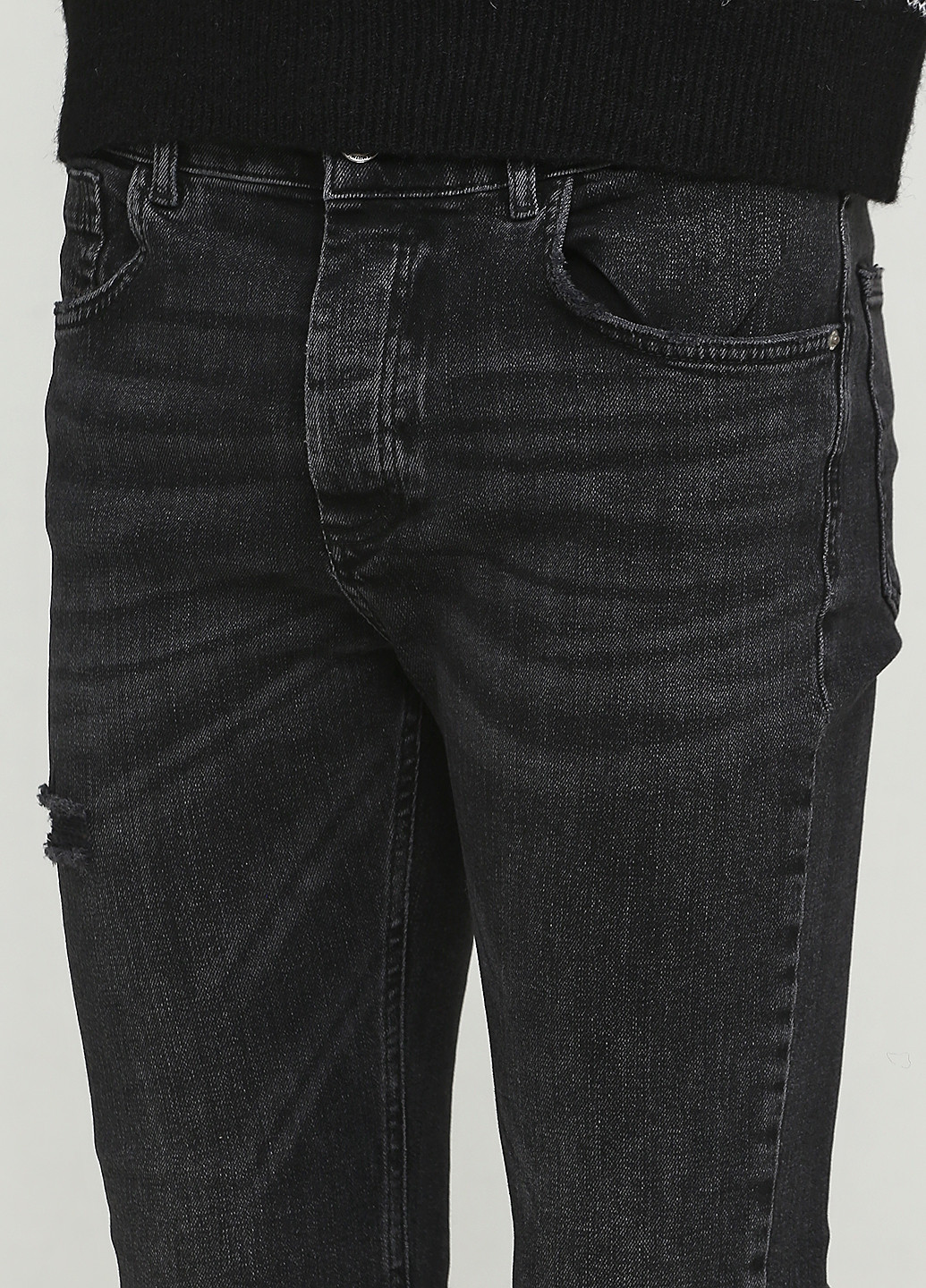 Темно-серые демисезонные скинни джинсы Pull & Bear