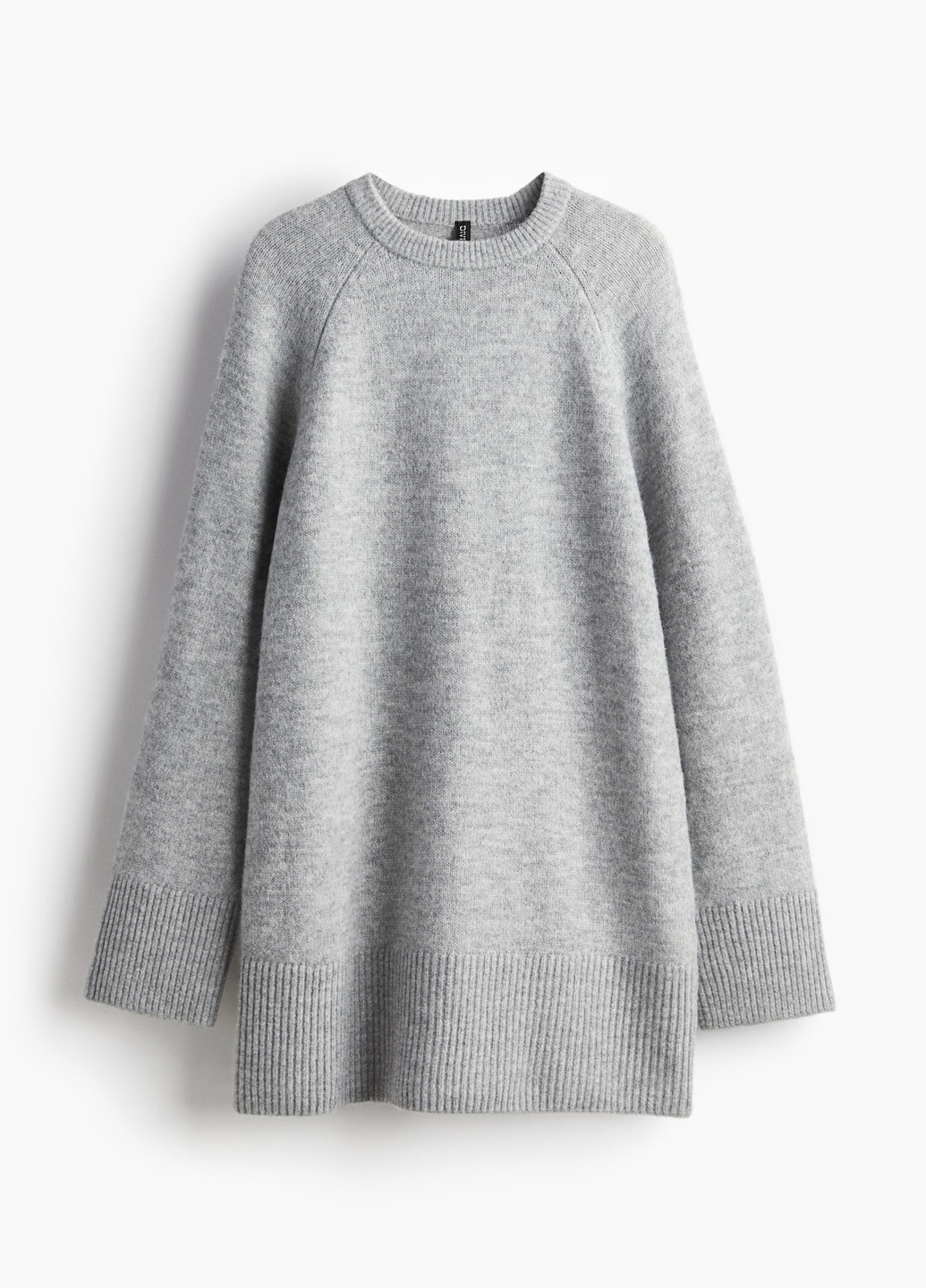 Серое кэжуал платье платье-свитер H&M меланжевое