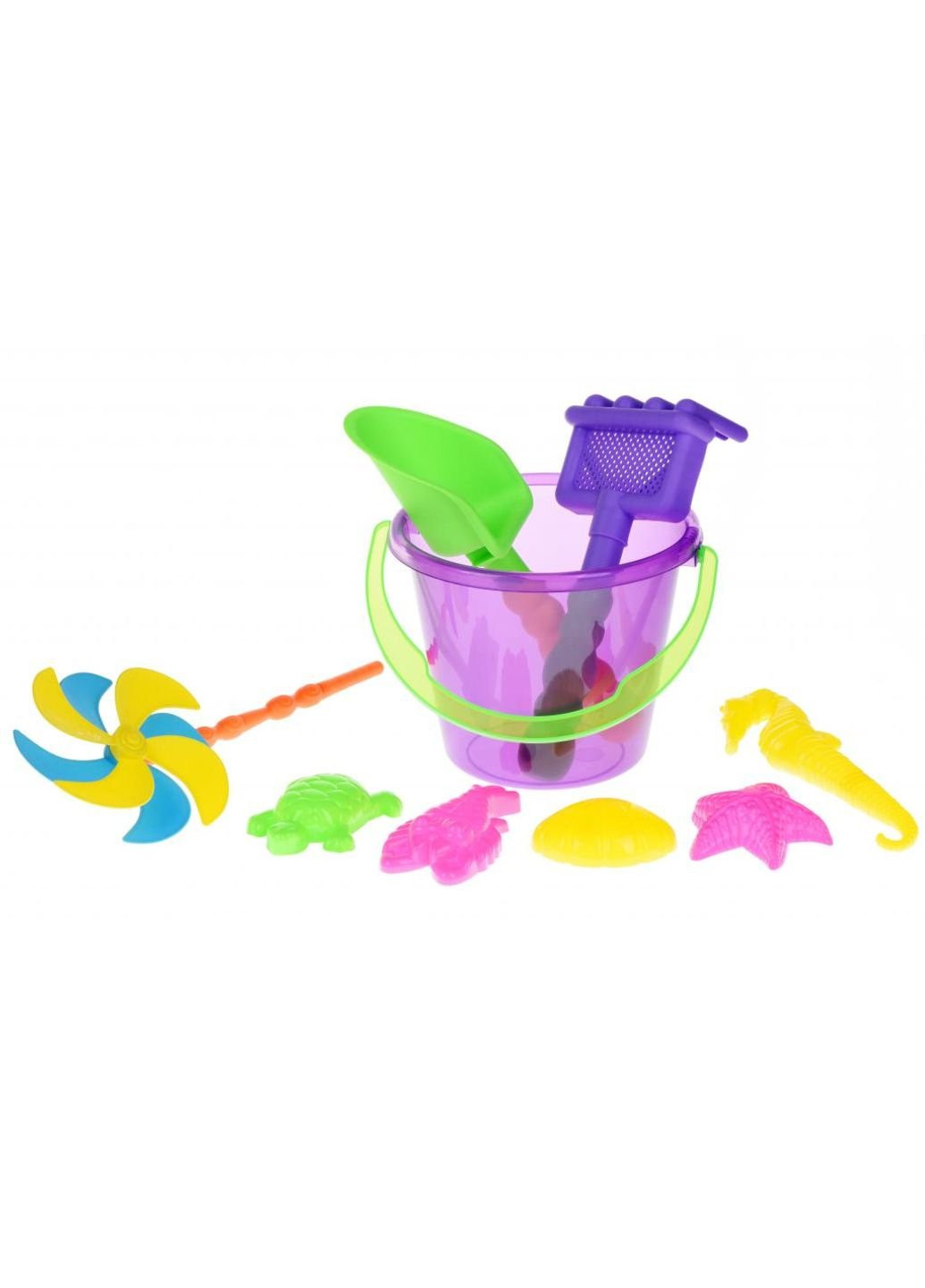 Іграшка для піску з Повітряною вертушкою (фіолетове відро) 9 шт (HY-1206WUt-2) Same Toy (254074067)