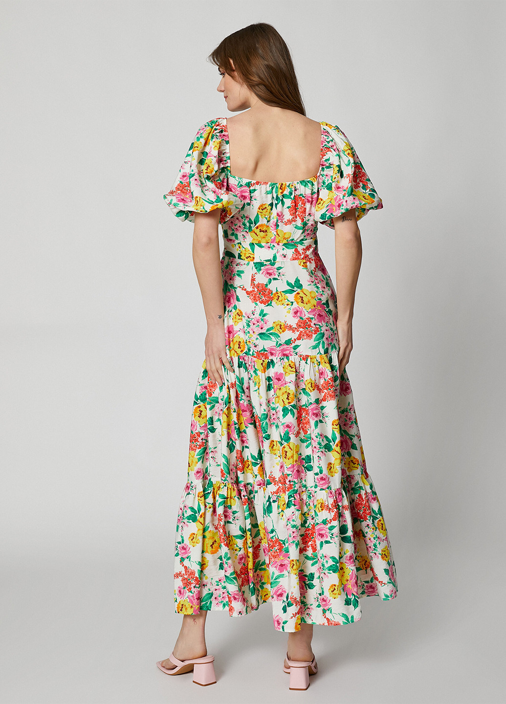 Комбинированное кэжуал платье клеш KOTON с цветочным принтом