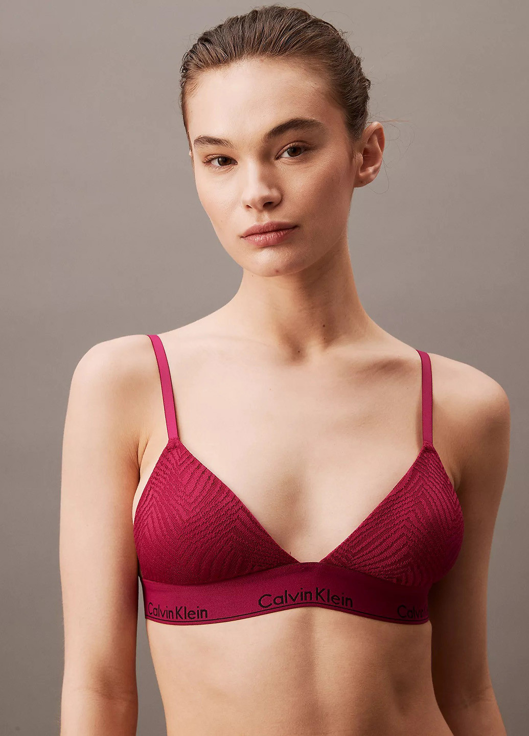 Бордовий тріенджел бюстгальтер Calvin Klein без кісточок нейлон