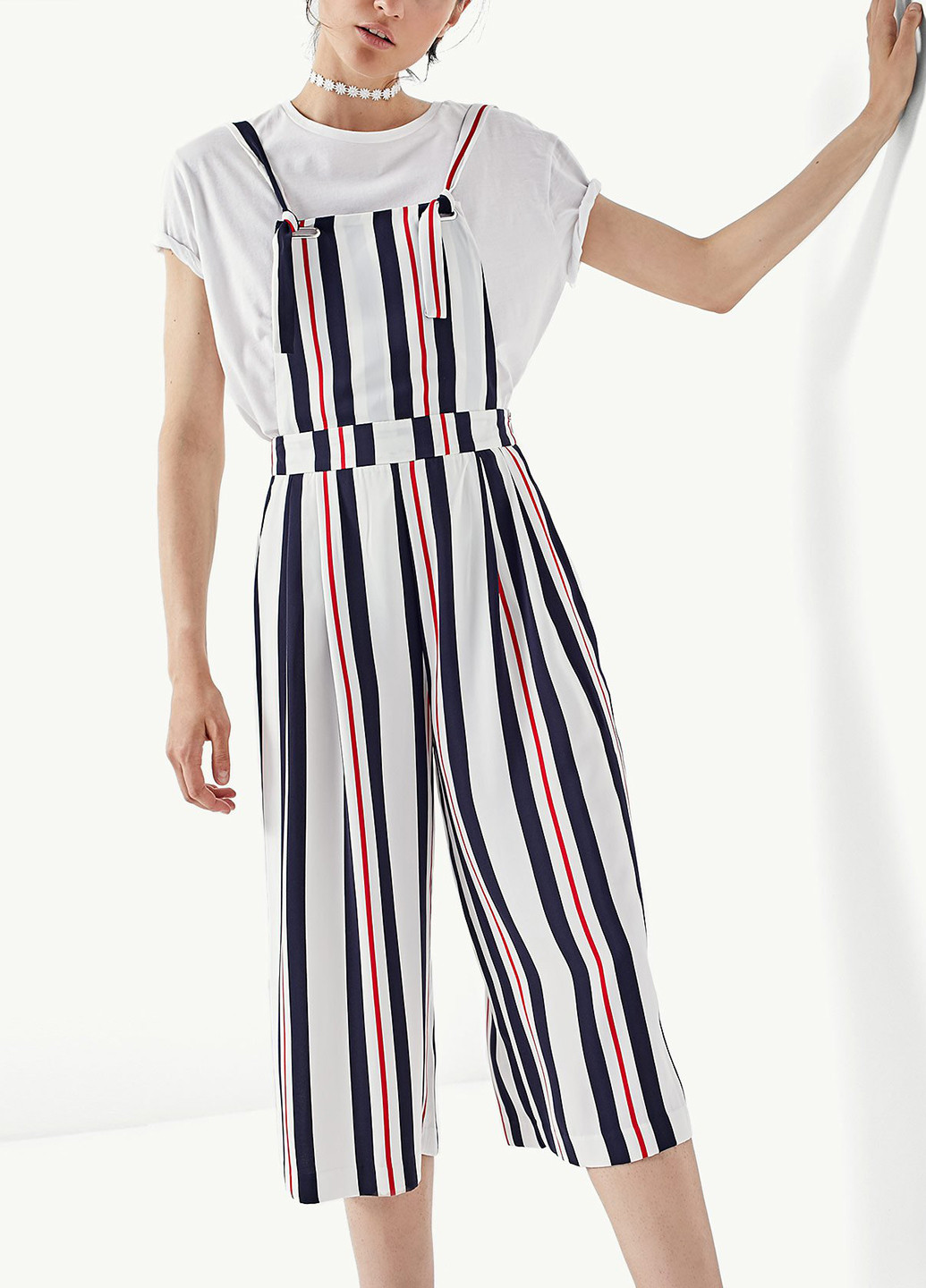 Комбінезон Stradivarius комбінезон-брюки смужка чорно-білий кежуал поліестер