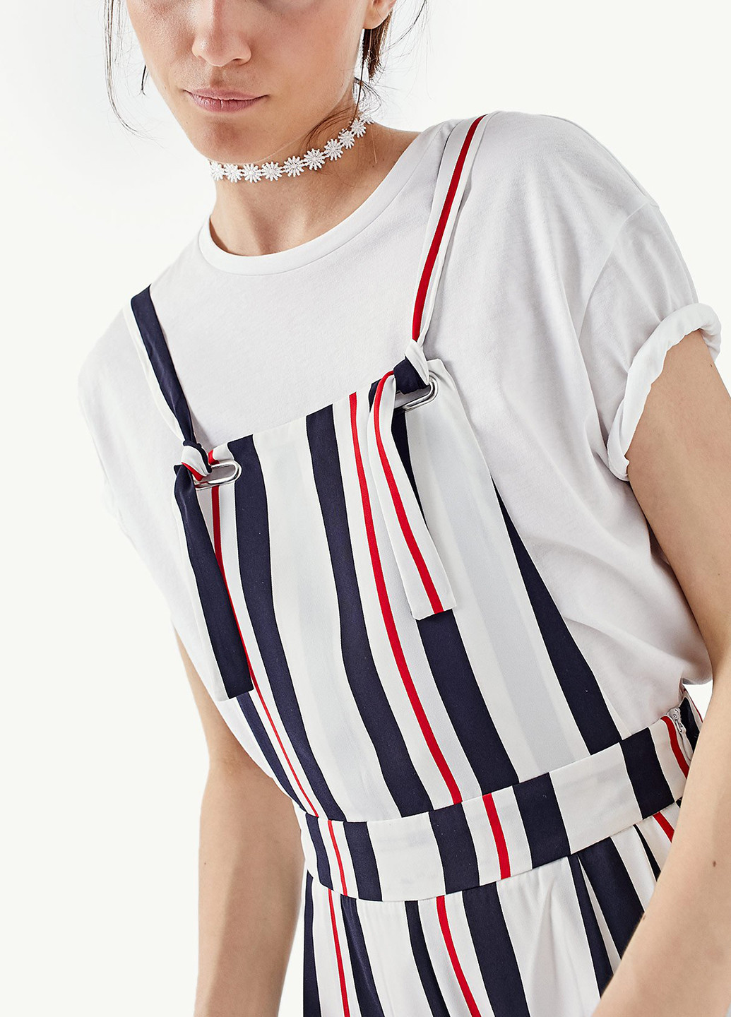 Комбінезон Stradivarius комбінезон-брюки смужка чорно-білий кежуал поліестер