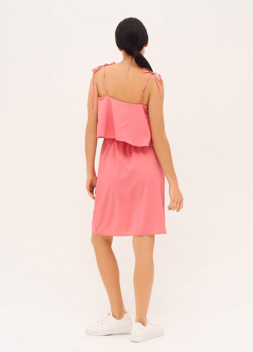 Розовое повседневный платье с открытыми плечами ISSA PLUS однотонное